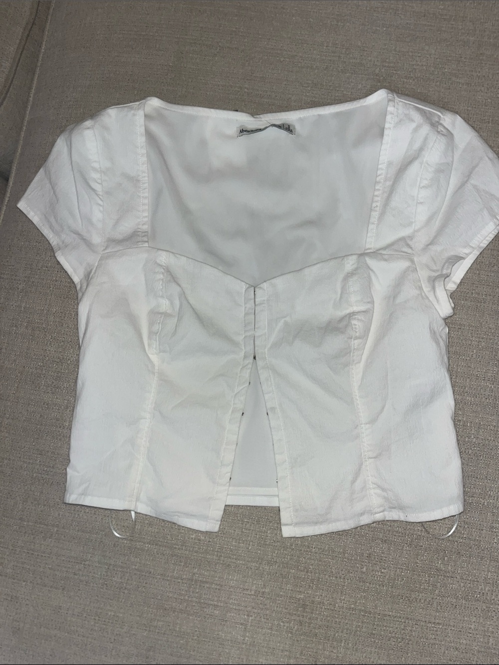 Abercrombie & Fitch White Square-Neck Short Sleeve Crop Top